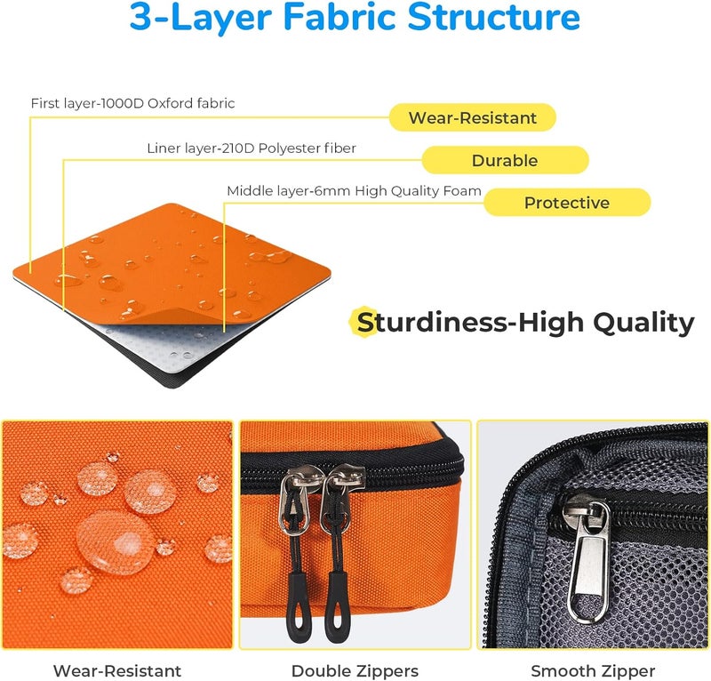 ECHSRT Pencil Case for Men Women, Large Pen Bag for Adults, Portable Pencil Pouch Aesthetic with Handle, Zipper Cases for Office Organizer Orange - Image 4